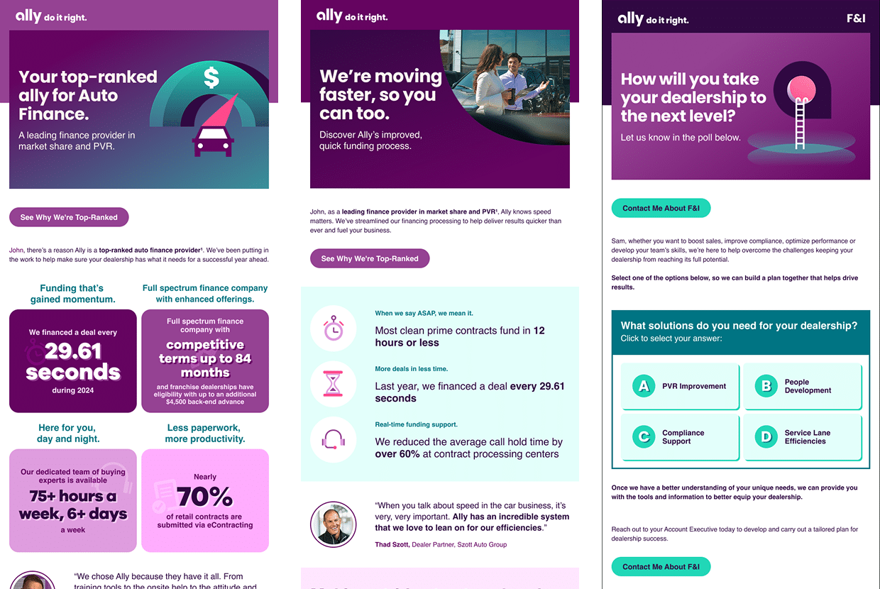 Ally CRM email campaign creative